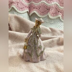 Vintage Lefton Pink Lady Figurine with Gold Accents